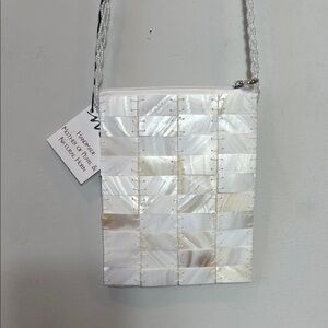 Handmade White Mother of Pearl Mini Crossbody Bag